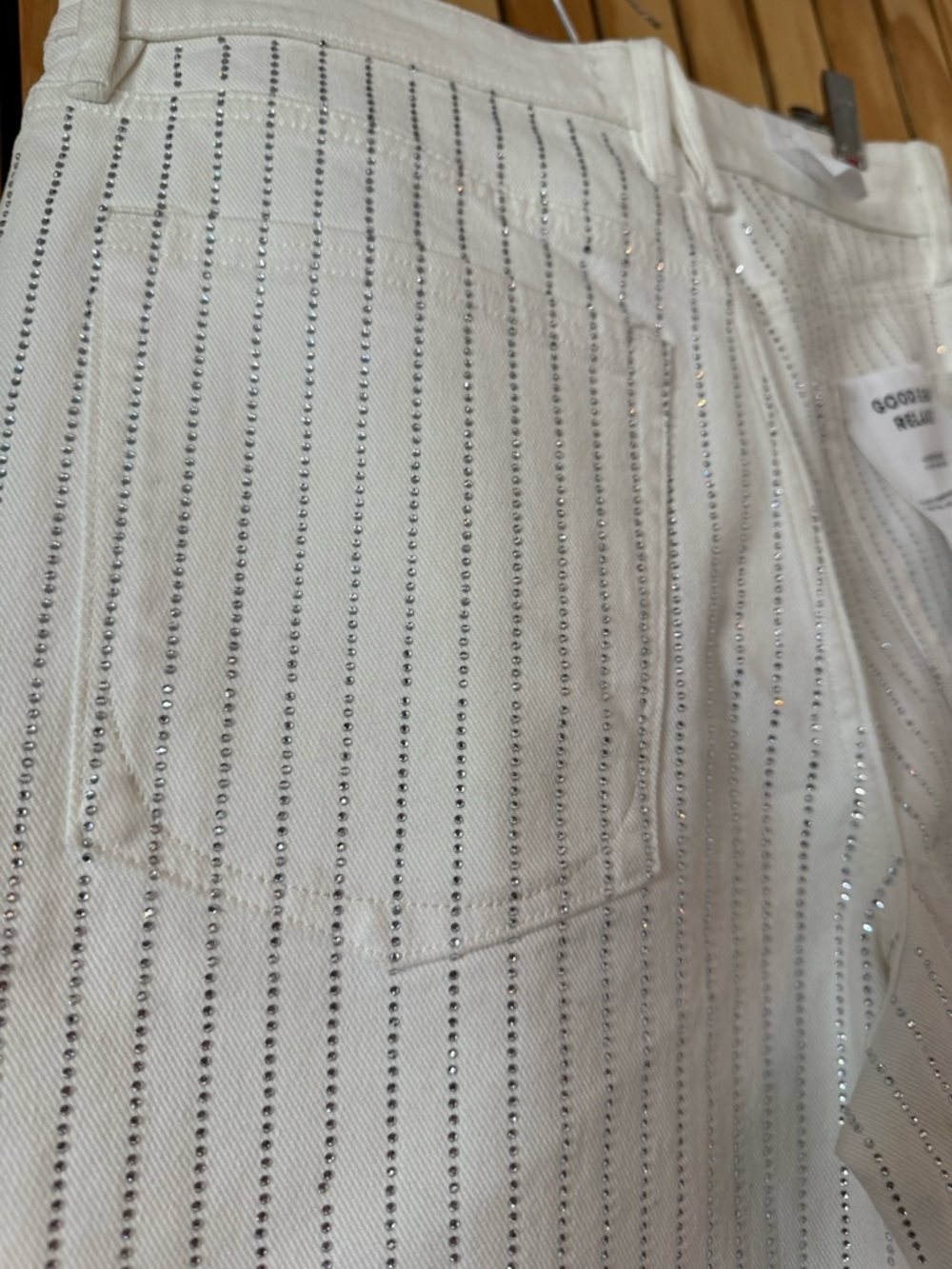 GOOD AMERICAN Wide-Leg Women’s Jeans W/ Rhinestone Pinstripes - 26/2 - Picture 13 of 13